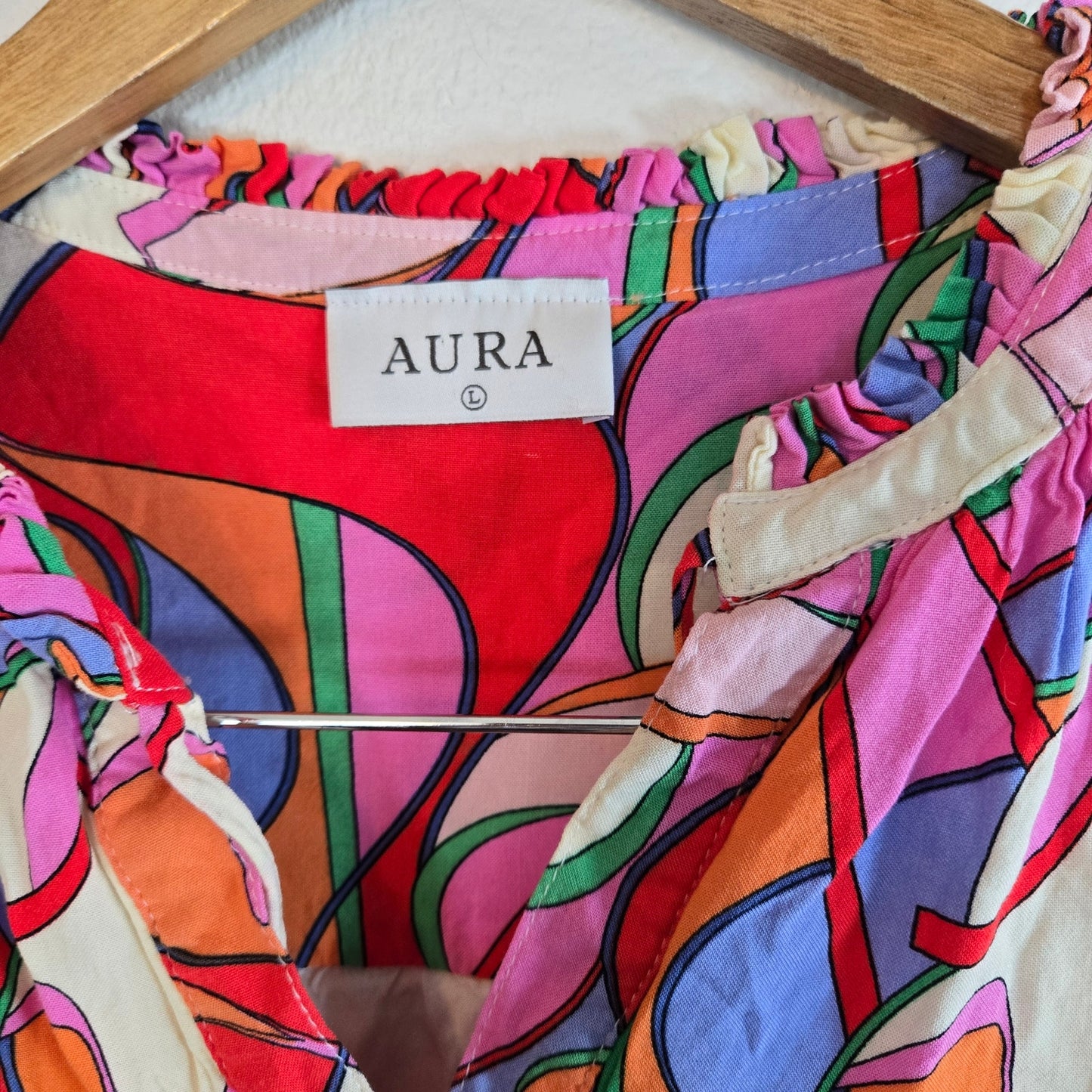 Size L – Mid-Mod Abstract Babydoll Ruffle Dress