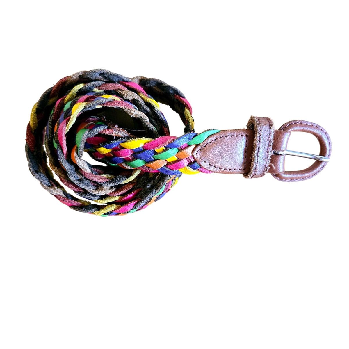 Real leather rainbow braided belt M/L Perfect condition