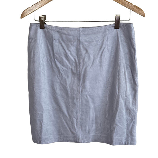 Vintage REAL Leather Lavender gray pearlescent skirt size 8