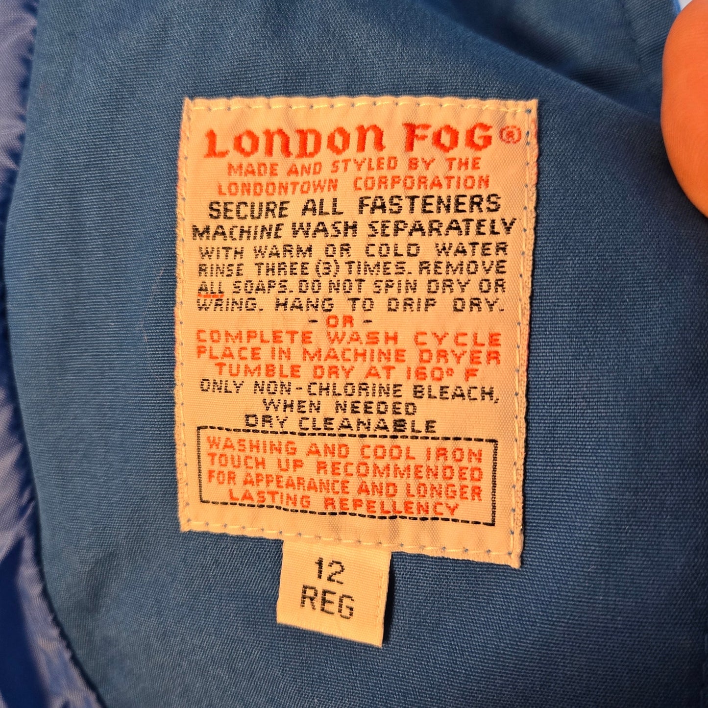 Size 12 – Vintage London Fog cobalt trench coat with belt and crest buttons