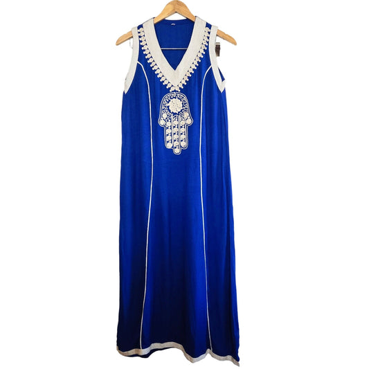 VINTAGE DOWN FACING HAMSA DRESS BOHO CEREMONIAL