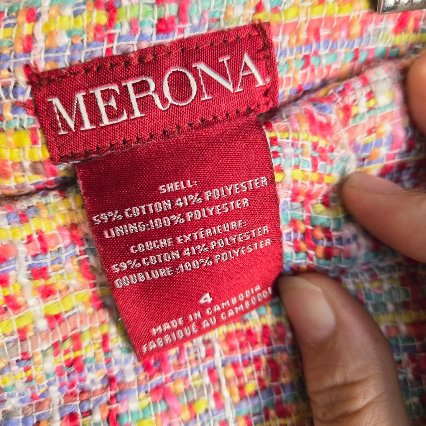 Size 4 Multicolor Tweed Mini Skirt Lined with Pockets