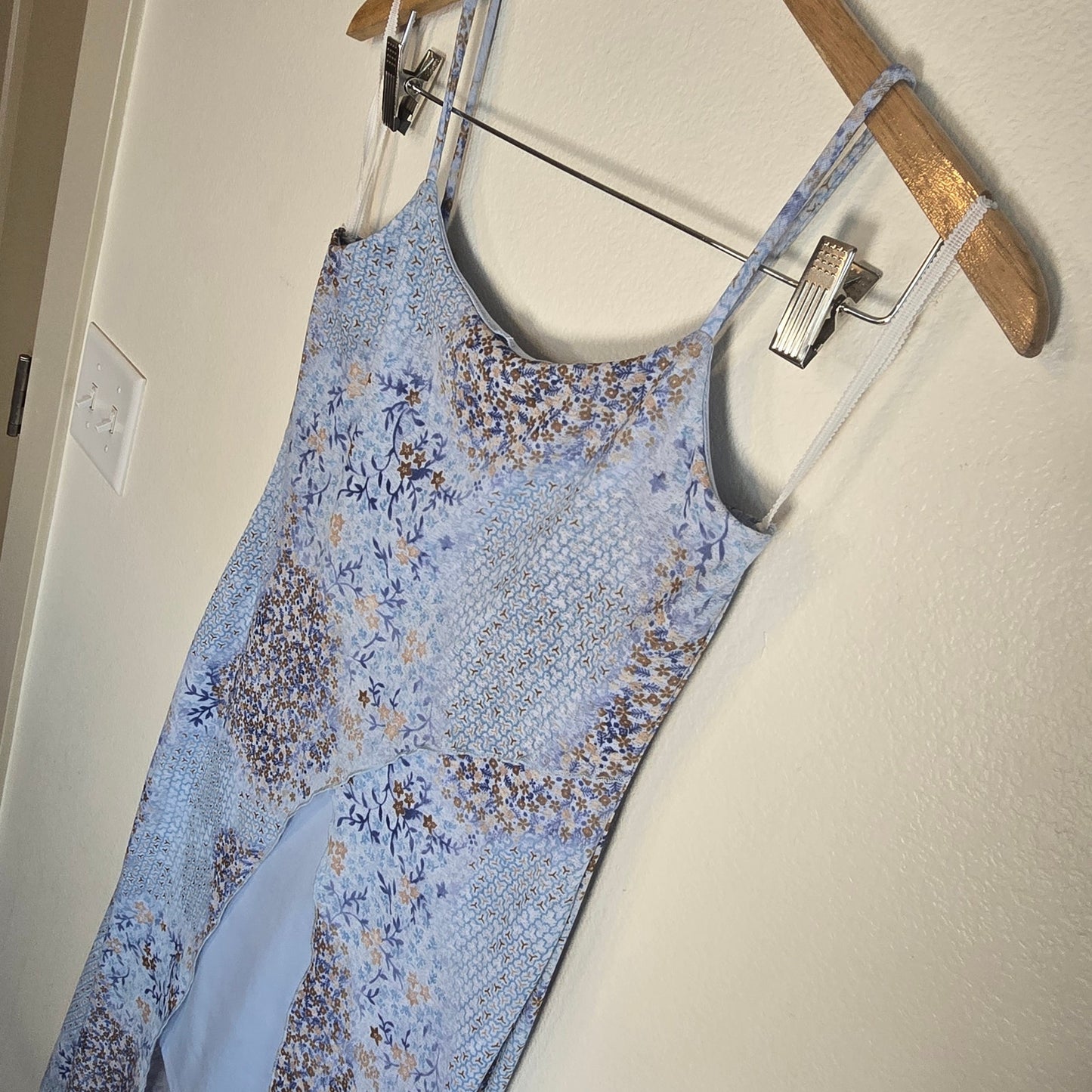 M – Rocket Candy Blue Mesh Overlay Slip Dress (90s/Y2K Vintage)