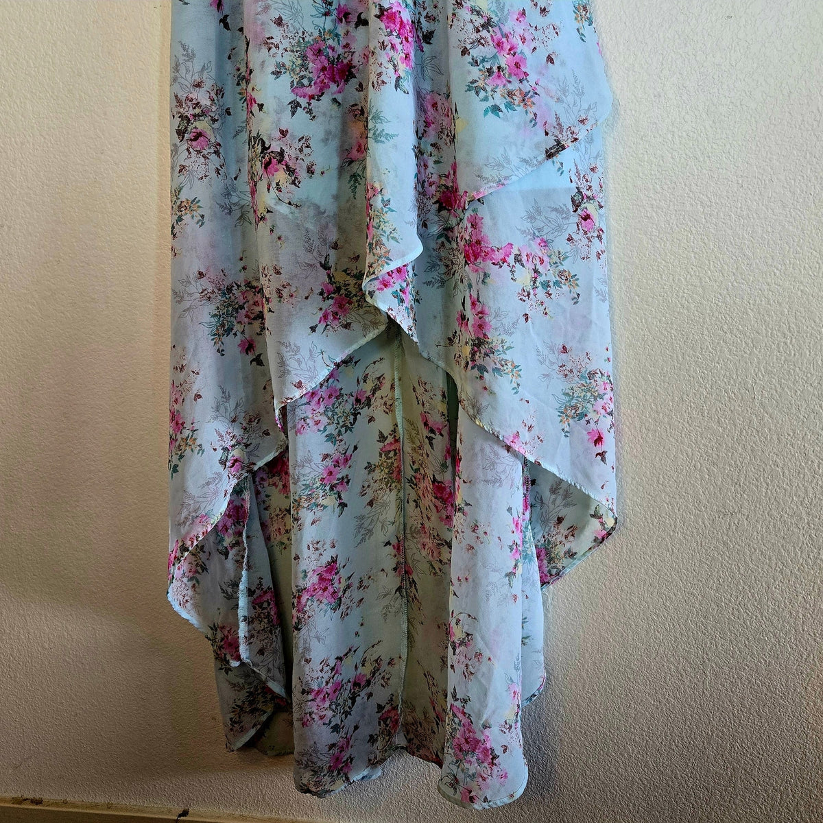 Size M – Disney Cinderella Sky Blue Floral High-Low Chiffon Dress