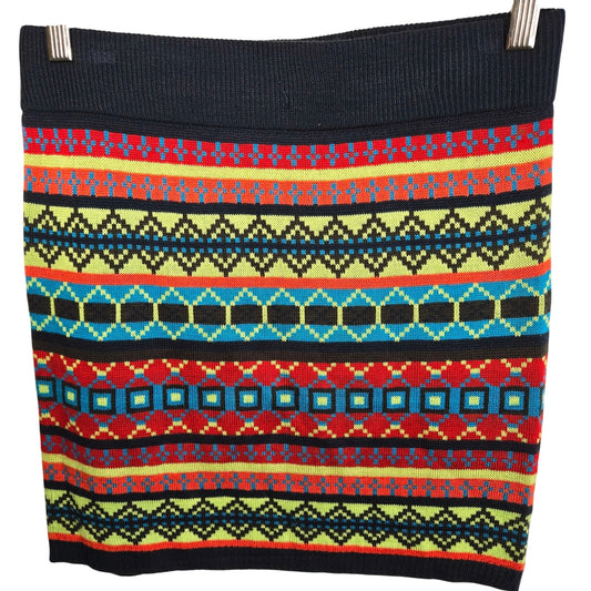 Size Medium Bright Geometric Knit Mini Skirt – Cozycore Ski Trip Knits