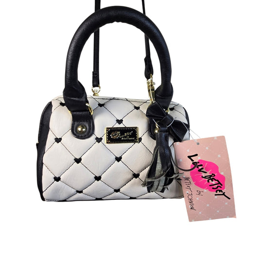 NWT Luv Betsey by Betsey Johnson Mini Barrel Bag – Black & White Quilted