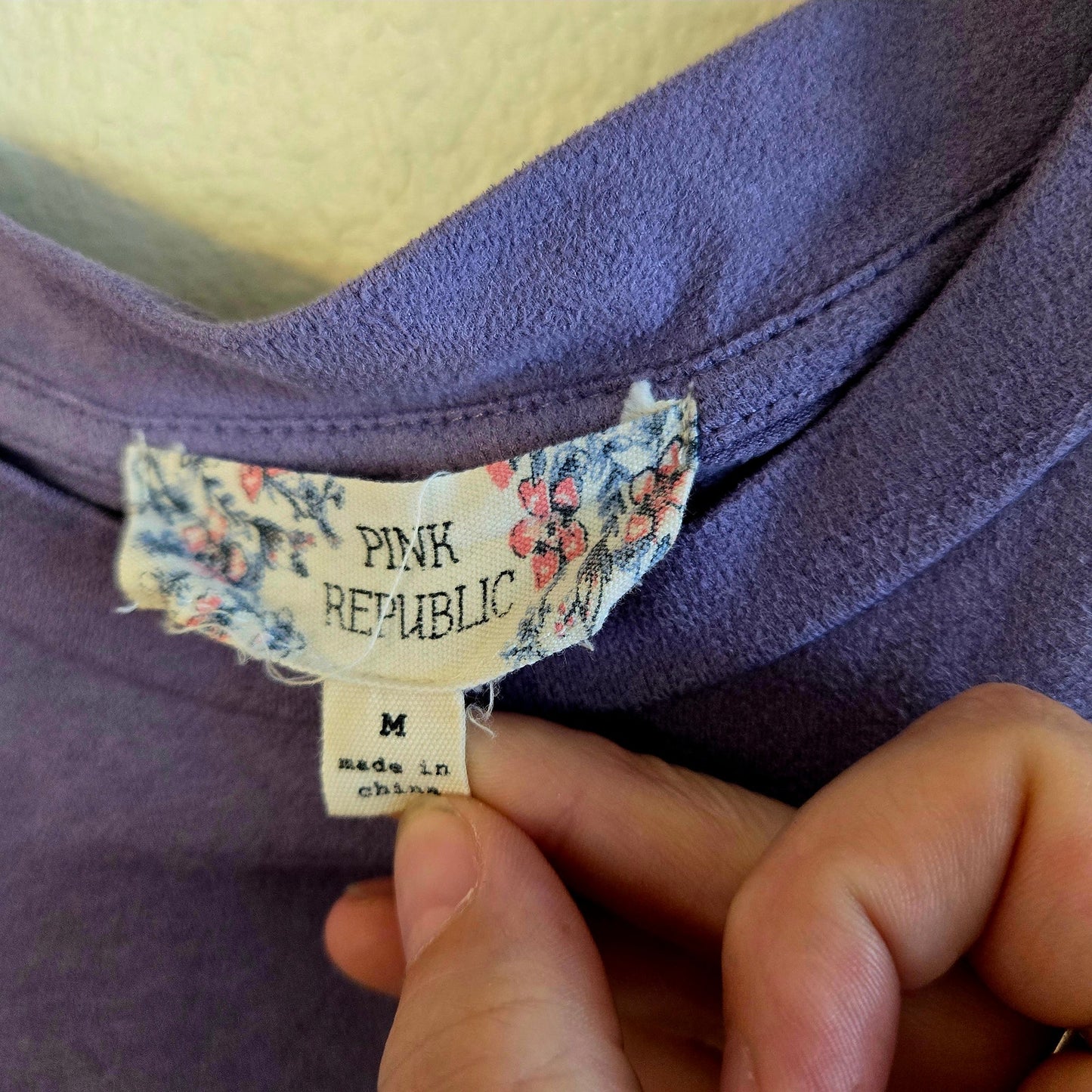 Size M – Faux Suede Lavender Sleeveless Dress