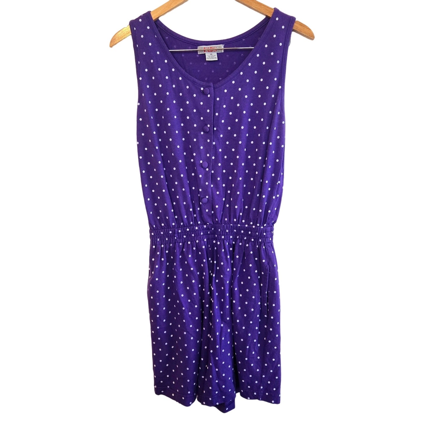 Size Medium Vintage Polkadot 1980's Romper with Pockets