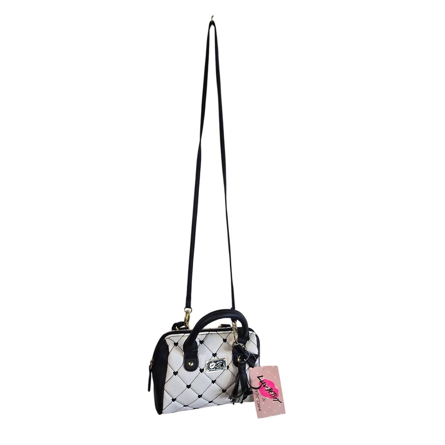 NWT Luv Betsey by Betsey Johnson Mini Barrel Bag – Black & White Quilted