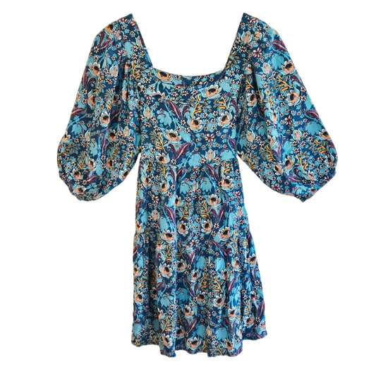 Size S – Maurices Blue Paisley Puff Sleeve Dress – Cottagecore
