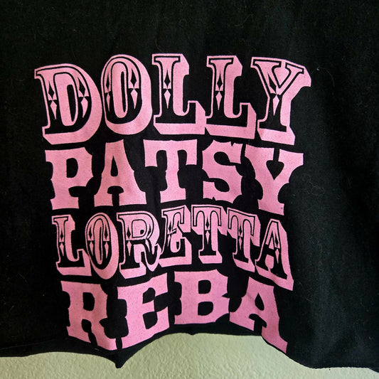 Upcycled Dolly Patsy Loretta Reba Cropped Back T-shirt cowgirl cunty