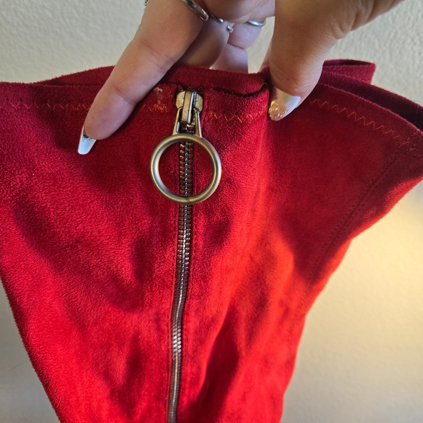 Size 8.5 Red Faux Suede Thigh-High Go-Go Boots by Shoedazzle