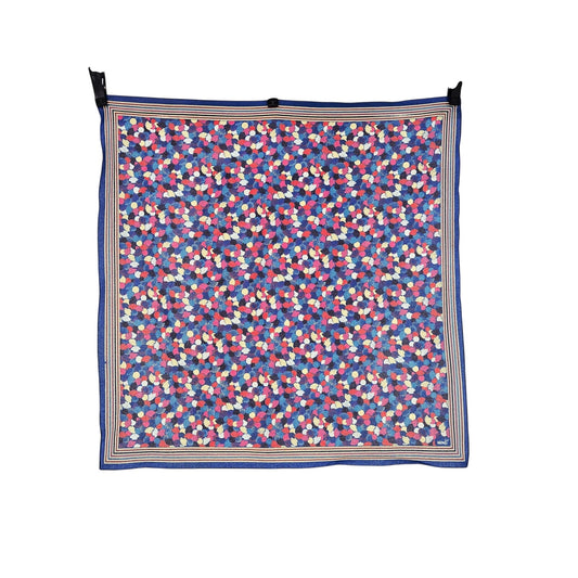 Vintage Mondi Blue Seashell Print Square Scarf 27x27 Nautical Coastal Silk Feel 90s
