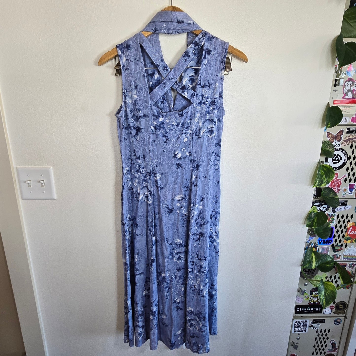 Size 12P – 1990s Blue Crisscross-Back Sundress by Connected