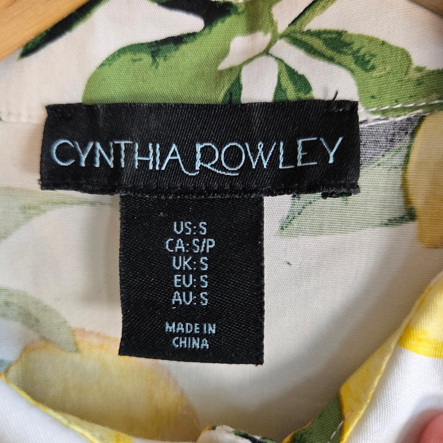 Size Small Cynthia Rowley Lemon Print Button Front Shirt Dress Ruffle Hem