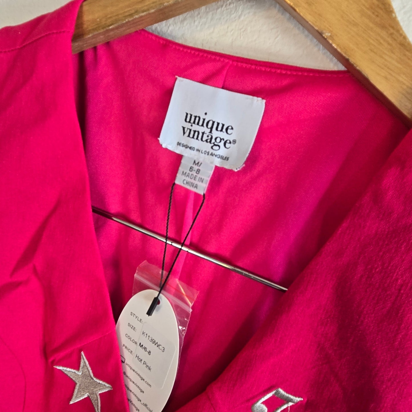 S/M Unique Vintage Hot Pink 2-Piece Western Set – Star Embroidered Flare Pants & Vest