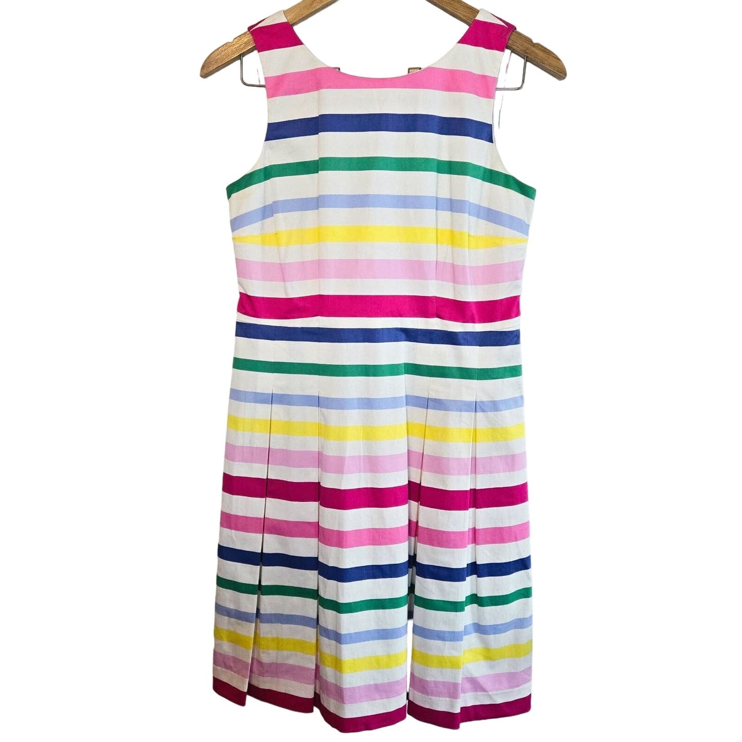 RSVP BY TALBOTS RAINBOW STRIPE FIT AND FLARE PARTY DRESS SPRING SUMMER