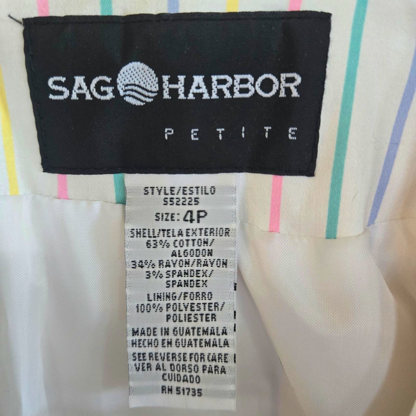 VINTAGE SAG HARBOR WHITE RAINBOW STRIPED BLAZER